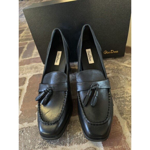 Giao Deen Leather Mid High Block Heel Square Toe Tassel Dress Pumps EU 42 /US 11 - Picture 5 of 14